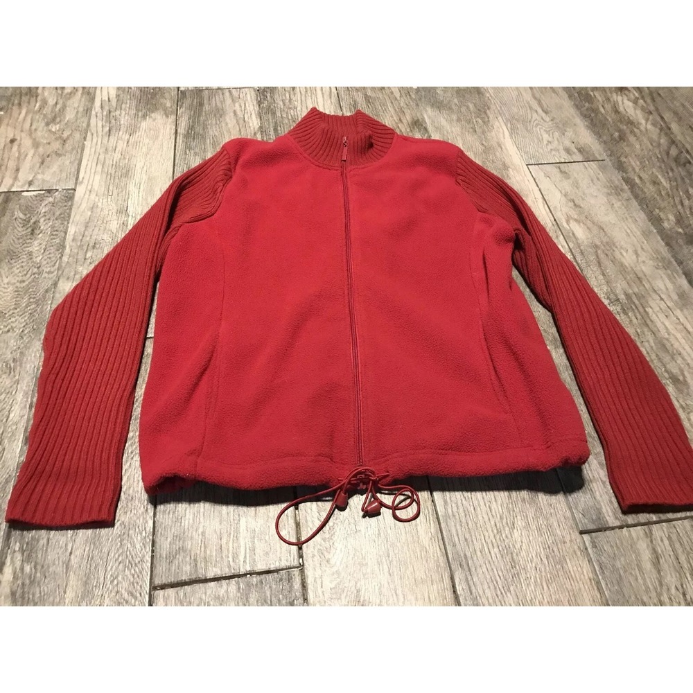 By Design Womens Red‎ Knit Sweater jacket Zip Size XL X-Large